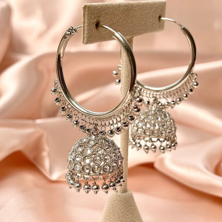 Nigaar – Elegant Silver Jhumka Hoops ✨💍