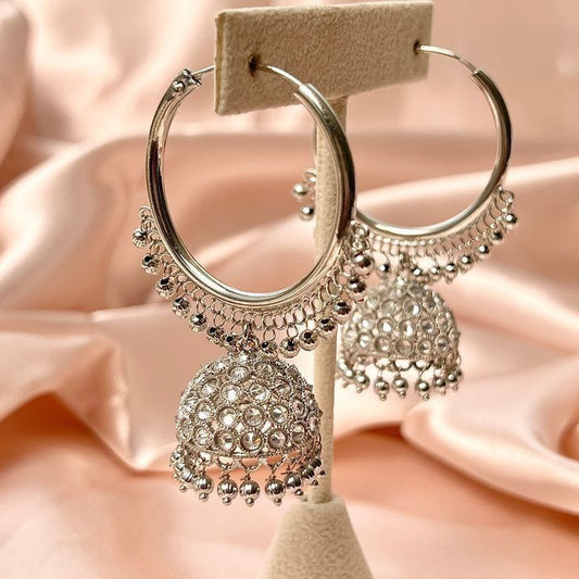Nigaar – Elegant Silver Jhumka Hoops ✨💍